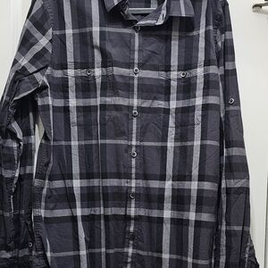 Express Black and Gray Checkered Shirt